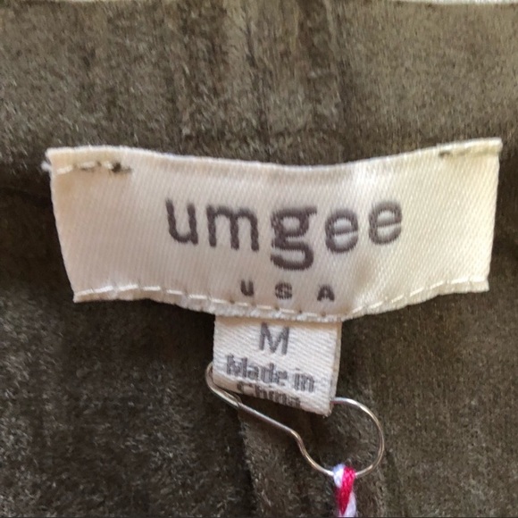 Umgee Waterfall Drape Faux Suede Cropped Open Army Green Cardigan Jacket NWT - Picture 4 of 7